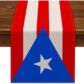 Nepnuser Puerto Rican Table Runner for Puerto Rico Themed Party Decoration Home Kitchen Dining Room Dinner Linen Table Decor (13" x 72")