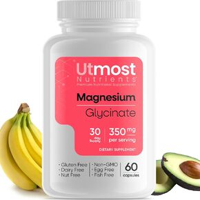 Magnesium Glycinate - 350 MG of Magnesium in Just 2 Capsules - Non-GMO, Gluten Free, Major Allergen Free - Stress, Sleep, Muscle