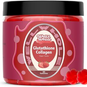 Well&Whole Glutathione Collagen Glow Gummies, Glow Beauty Collagen Gummies for Women, Strawberry Flavor, 60 Counts