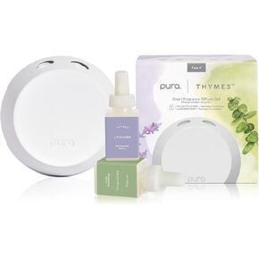 Thymes Eucalyptus & Lavender Pura 4 Smart Fragrance Diffuser Kit - Includes 1 Pura V4 Aromatherapy Diffuser + 2 Pura Fragrance Refill Vials - Fragrance Diffusers for Home