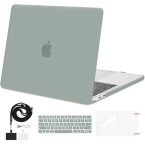 حافظة MOSISO متوافقة مع جهاز MacBook Pro 13 بوصة M2 2024, 2023, 2022-2016 A2338 M1 A2251 A2289 A2159 A1989 A1708 A1706، حافظة صلبة بلاستيكية وغطاء لوحة مفاتيح وواقي شاشة وحبل هاتف، أسود