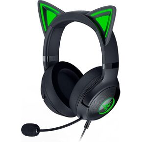 Razer Kraken Kitty V2 USB Wired RGB Headset: Chroma Kitty Ears - Stream Reactive Lighting - HyperClear Cardioid Mic - Triforce 40 mm Drivers - 7.1 Surround Sound - Quartz Pink (Renewed)