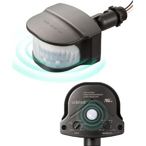 EDISHINE New Replacement Motion Sensor, Automatic Dusk to Dawn Motion Sensor, 240° & 360° Sensing Angle, Adjustable Delay Time & 60FT Detection Range, Outdoor Motion Sensor with 3 Modes, UL Listed