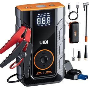 Car Jump Starter with Air Compressor, UIBI 3500A Car Battery Jump Starter Pack with 160PSI Portable Tire Inflator, Type-C PD45W, 12V Lithium Battery Jumper Box for 10.0L Gas/8.5L Diesel Vehicles