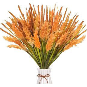 5Pcs Artificial Fall Floral Stems 17inch Faux Autumn Reed Tail Grass Stems Fall Branches Decorations for Vases Arrangement Home Table Mantel Office Wedding Harvest Thanksgiving