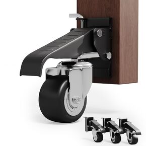 Workbench Stepdown Caster, 600 Lbs Casters Wheels Set of 4 Heavy Duty Steel, 2.5" All Steel Construction Urethane Wheel with Screws & Screwdriver, 2 Mounting Options