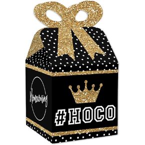Big Dot of Happiness HOCO Dance - Square Favor Gift Boxes - Homecoming Bow Boxes - Set of 12
