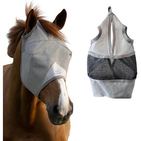 Horse Fly Mask with Ears, Built in Visor Breathable Lightweight Horse Fly Mask, 95% UV Eye Protection Horse Supplies, UV Fly Mask for Horses