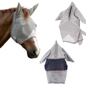 Horse Fly Mask with Ears, Built in Visor Breathable Lightweight Horse Fly Mask, 95% UV Eye Protection Horse Supplies, UV Fly Mask for Horses