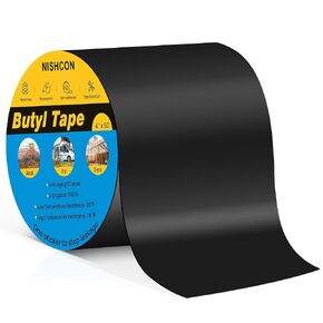 Butyl Joist Deck Tape, RV Roof Tape 6" x 50', Sealant Weatherproof and Weather Resistant Self-Adhesive Joist Tape, Stop Camper Roof Leaks, 1 Roll