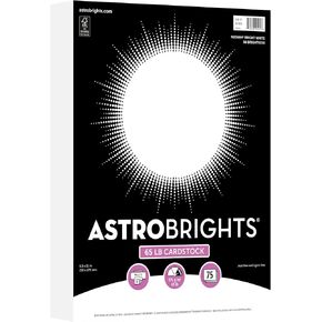 Astrobrights/Neenah Bright White Cardstock, 8.5" x 11", 65 lb/176 gsm, White, 75 Sheets (90905-02) - Packaging May Vary