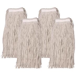 SPARTA Flo-Pac Cotton Mop Head, Cut-End, Narrow Band with White Band for Organized Cleaning, 32 Inches, Tan