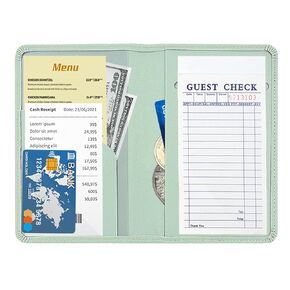 ACdream Server Books for Waitress, Guest Book Note Pad, Cute Pocket Leather Money Organizer Wallet, Cash Check Bill Receipt Holder Presenter, Waiter Accessories Fit Server Apron- Glitter Rose