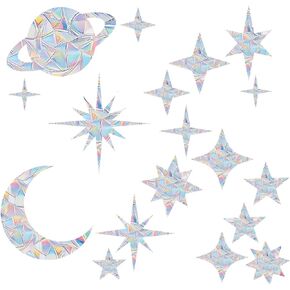 Anti Collision Window Sticker for Bird Strikes, Rainbow Window Decals for Wall Bird Strike Prevention, Rainbow Window Stickers to Save Bird Strikes No Glue Required (Space)