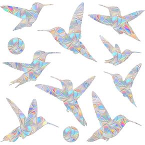 Window Decals for Bird Strikes - Anti-Collision Window Clings - Prismatic Non Adhesive Vinyl Rainbow Window Stickers to Save Birds from Glass Collisions, JDQC-Hummingbird33