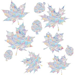 Anti Collision Window Sticker for Bird Strikes, Rainbow Window Decals for Wall Bird Strike Prevention, Rainbow Window Stickers to Save Bird Strikes No Glue Required (Maple Leaf)
