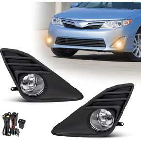 Fog Lights for 2012 2013 2014 Toyota Camry Assembly Replacement Kit with Wiring And Switch H11 12V 55W Halogen Bulbs(Chrome cover)