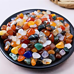 Polished Colorful Agate Crystal Chips 200 Pcs - 10 oz Tumbled Stone Chips Crushed Sea Glass Stones Healing Reiki Crystal Making Home Decoration