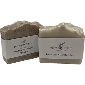 Shaving Bar with Bentonite Clay, Two 4.5 oz Bars (Basil + Sage + Mint)