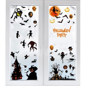 9 Sheets Halloween Window Clings - Holiday Window Clings Variety Pack Decorative Stickers for Indoor & Outdoor Use, Mirrors, Office, and Home Decor, for Halloween Party DéCo