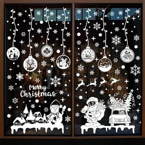 Christmas Window Clings Removable Static Window Decal Sticker Car Window Decorations, Christmas Party Decoration Supplies -Red 81 Pcs