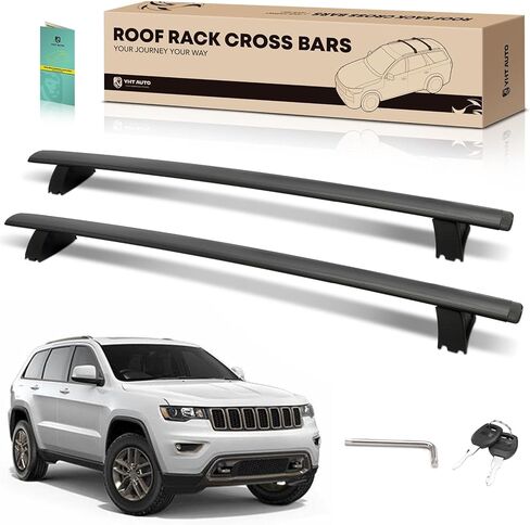 YHTAUTO Roof Rack Cross Bars Fit 11-21 Jeep Grand Cherokee, For Flush Side Rails with Fix Points/Grooved Side Rails, 165 lbs T6063 Aluminum Crossbars Anti-Theft Anti-Rust Rooftop Cargo Carrier Luggage in Saudi Arabia