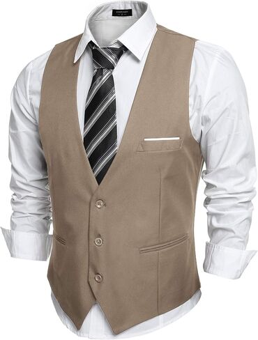 COOFANDY Men's Formal Suit Vest Slim Fit Casual Business Dress Waistcoat Vest in Kuwait