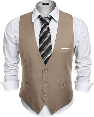 COOFANDY Men's Formal Suit Vest Slim Fit Casual Business Dress Waistcoat Vest in Kuwait