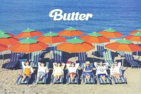 Bangtan Boys - BTS BUTTER [إصدار عشوائي] 1 ألبوم + 1 ملصق مطوي + 1 بطاقة صورة إضافية + 1 قناع أيدول + 1 مرآة يد للجيب in Kuwait