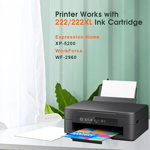 خراطيش حبر Clorisun 222 222XL لخراطيش حبر Epson 222 لخراطيش حبر Epson 222XL مجموعة كومبو تعمل مع Epson Workforce WF-2960 Expression Home XP-5200 (أسود، سماوي، أرجواني، أصفر، 4 عبوات) in Kuwait