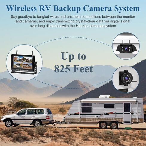 نظام كاميرا RV لاسلكي 4 قنوات، كاميرا رؤية أمامية/خلفية/جانبية بدقة 1080 بكسل، كاميرا احتياطية مع شاشة 7 بوصة، تسجيل، محول لـ Furrion سلكي مسبقًا، كاميرا احتياطية لاسلكية للمركبات الترفيهية والشاحنات والمقطورة in Kuwait
