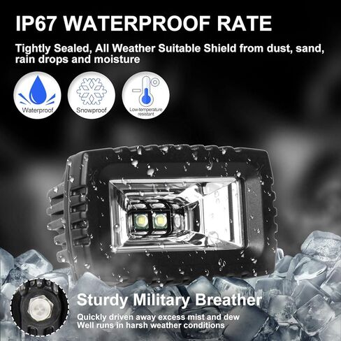 قرون Led صفراء، 2 قطعة 20 وات شريط إضاءة LED للفيضانات أضواء الطرق الوعرة أضواء القيادة الاحتياطية مصباح الضباب لشاحنة ATV UTV SUV أضواء القوارب in Kuwait