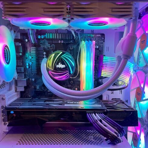 AsiaHorse 24 Pin ATX كابل تمديد الطاقة RGB القابل للعنونة، 18AWG RGB PC كابلات اللوحة الأم PSU تمديد كابل لموصل اللوحة الأم، دعم 5V 3Pin متزامن (تصميم الشريط الأبيض) in Kuwait