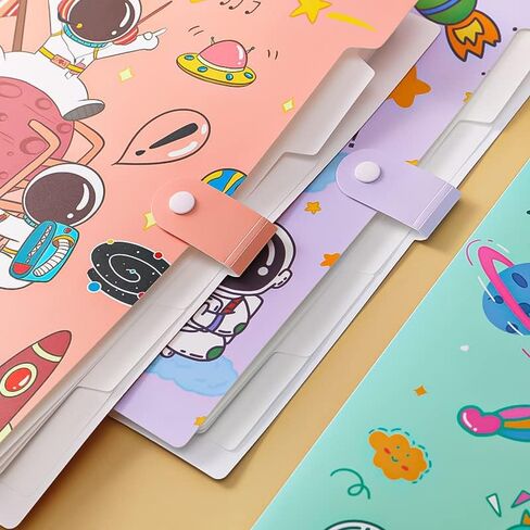 مجلد ملفات 5 جيوب - حرف وحيد القرن لطيف A4 أكورديون موسع ملف ورقي لتنظيم المستندات مع غطاء (وردي) in Kuwait