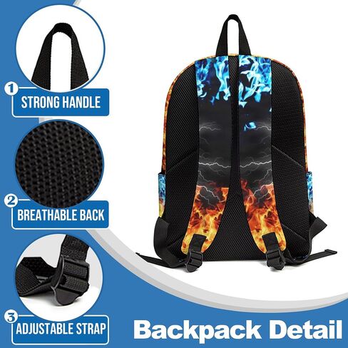 3PCS Backpack for Boys Girls Kids Soccer School Backpack Sets with Lunch Bag Pencil Case, 17 Inch Lightweight Bookpack 3 in 1 Set for Teens Elementary Middle HighSchool Students (Fire Soccer) in Saudi Arabia