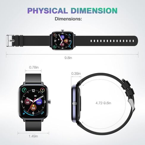 ساعة ذكية SOUYIE، مراقب معدل ضربات القلب الحقيقي، ساعة ذكية عالية الدقة 1.7 بوصة للرجال مع ضغط الدم، أكسجين الدم، مراقب النوم، جهاز تتبع اللياقة البدنية المقاوم للماء IP67 متوافق مع Android iOS iPhone in Kuwait