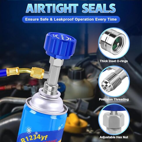 مجموعة أدوات الصنبور بولتيجن R134a، علبة الغلق الذاتي R134a للسيارات، علبة الفريون لثقب التيار المتردد، تجهيزات محول R134a، مع أداة إزالة الصمام الأساسية in Kuwait