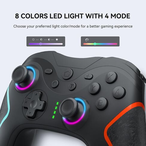 وحدة تحكم التبديل، وحدة تحكم Switch Pro اللاسلكية للتبديل / Switch Lite / Switch OLED / Windows PC، وحدة تحكم التبديل اللاسلكية مع ضوء RGB LED، 1000 مللي أمبير، قابلة للبرمجة، الاستيقاظ، توربو، التحكم في الحركة in Saudi Arabia