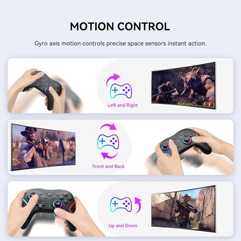 وحدة تحكم التبديل، وحدة تحكم Switch Pro اللاسلكية للتبديل / Switch Lite / Switch OLED / Windows PC، وحدة تحكم التبديل اللاسلكية مع ضوء RGB LED، 1000 مللي أمبير، قابلة للبرمجة، الاستيقاظ، توربو، التحكم في الحركة in Saudi Arabia