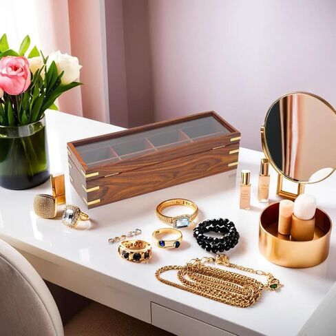 Nagina International Wooden Handcrafted Box With Divided 08 Compartments | Home Decor Styled & Attractive | Housewarming Decorative Gifts Ideas | Collectible & Jewellery Storage in Kuwait