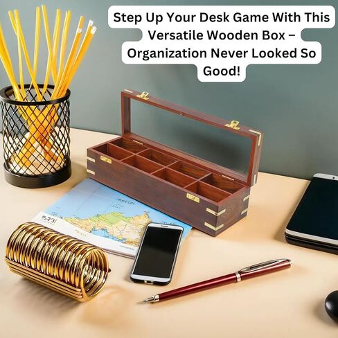 Nagina International Wooden Handcrafted Box With Divided 08 Compartments | Home Decor Styled & Attractive | Housewarming Decorative Gifts Ideas | Collectible & Jewellery Storage in Kuwait