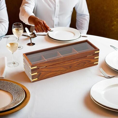 Nagina International Wooden Handcrafted Box With Divided 08 Compartments | Home Decor Styled & Attractive | Housewarming Decorative Gifts Ideas | Collectible & Jewellery Storage in Kuwait