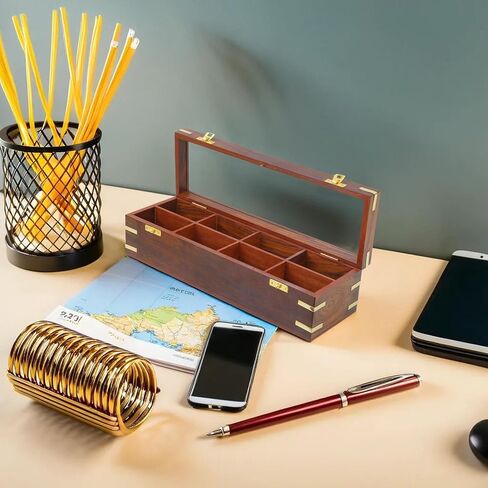 Nagina International Wooden Handcrafted Box With Divided 08 Compartments | Home Decor Styled & Attractive | Housewarming Decorative Gifts Ideas | Collectible & Jewellery Storage in Kuwait