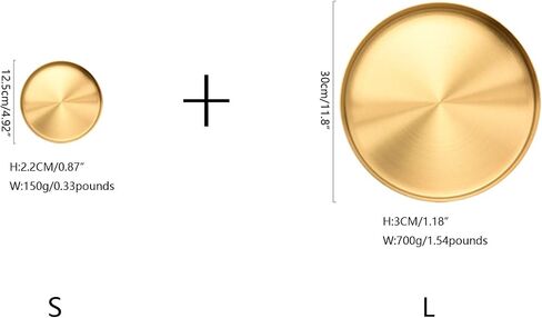 i-lan 2 Pack Gold Tray Decorative with 1" Raised Lip, 12, 5 Inch Metal Serving Platter Tray, Golden Rolling Plates Tray for Catch All Dish, Candle Holder, Entryway Bowl, Perfume Organizer, S, L in Saudi Arabia