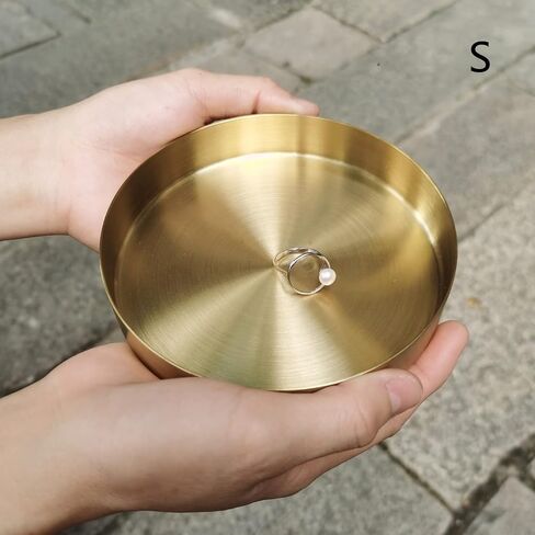 i-lan 2 Pack Gold Tray Decorative with 1" Raised Lip, 12, 5 Inch Metal Serving Platter Tray, Golden Rolling Plates Tray for Catch All Dish, Candle Holder, Entryway Bowl, Perfume Organizer, S, L in Saudi Arabia