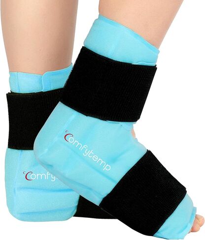 Comfytemp Large Ankle Foot Ice Pack Wrap for Plantar Fasciitis Relief, FSA HSA Approved, Ankle Brace for Sprained Ankle, Heel Spur, Swelling, Achilles Tendonitis,Pain, Hot & Cold Therapy, 2 Packs in Kuwait