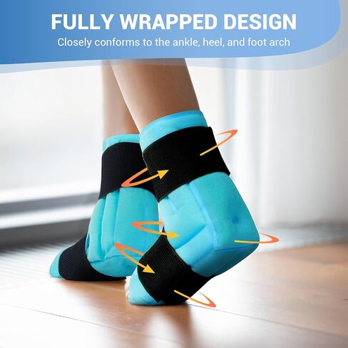 Comfytemp Large Ankle Foot Ice Pack Wrap for Plantar Fasciitis Relief, FSA HSA Approved, Ankle Brace for Sprained Ankle, Heel Spur, Swelling, Achilles Tendonitis,Pain, Hot & Cold Therapy, 2 Packs in Kuwait