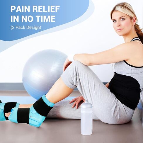 Comfytemp Large Ankle Foot Ice Pack Wrap for Plantar Fasciitis Relief, FSA HSA Approved, Ankle Brace for Sprained Ankle, Heel Spur, Swelling, Achilles Tendonitis,Pain, Hot & Cold Therapy, 2 Packs in Kuwait