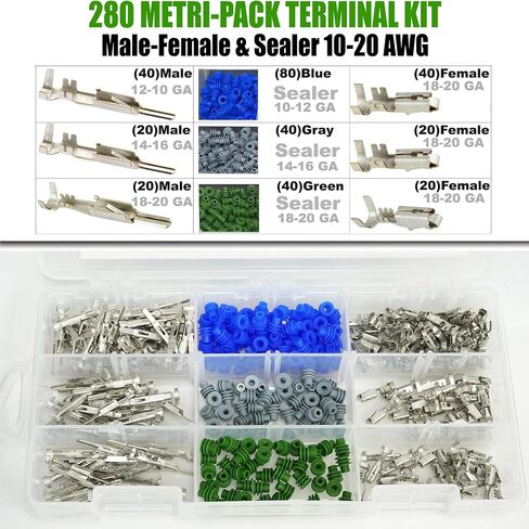 Metri-Pack 280 Series (X12) Male and (X12) Female w/ (24 Blue Sealer) Terminal, Sockets and Pin 10-12 GA in Saudi Arabia