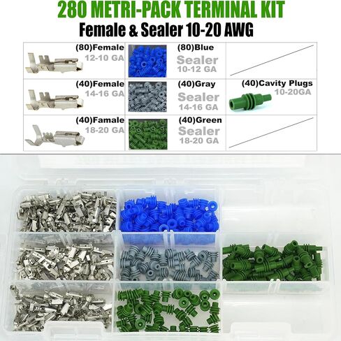 Metri-Pack 280 Series (X12) Male and (X12) Female w/ (24 Blue Sealer) Terminal, Sockets and Pin 10-12 GA in Saudi Arabia